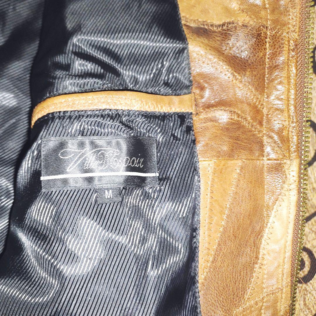 ラムレザー ジャケット 革ジャン メンズ ブラウン ヴィンテージ風 本革