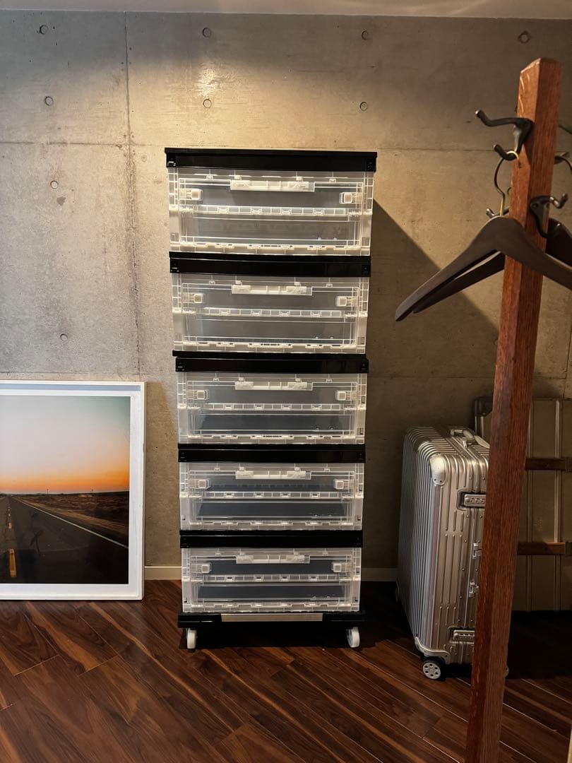 透明プラスチック 5段収納ボックス コンテナ　オリコン5段×3 15個