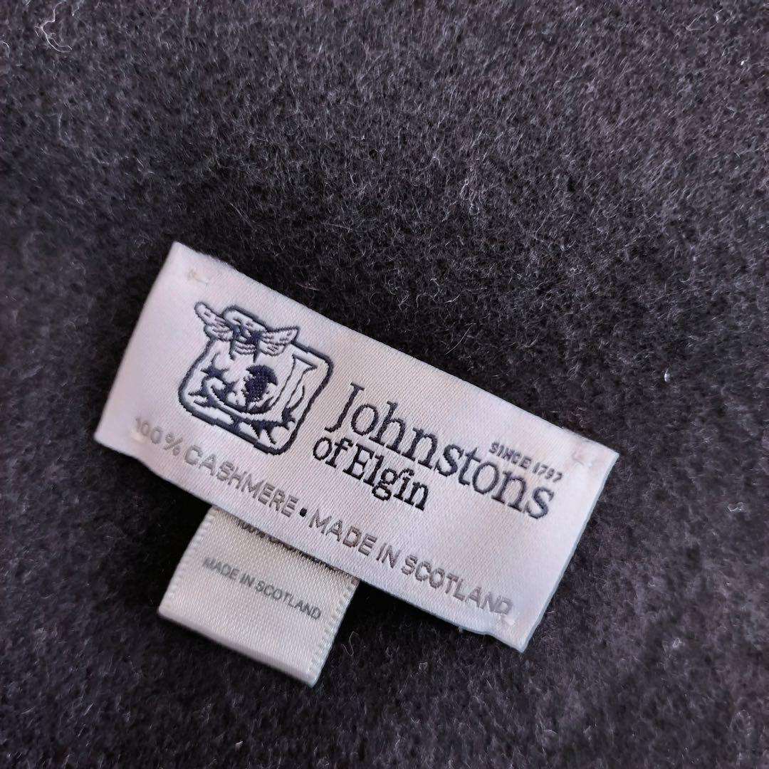 ◾️極美品　ジョンストンズオブエルガン　カシミヤ　マフラー　ブラック　中判