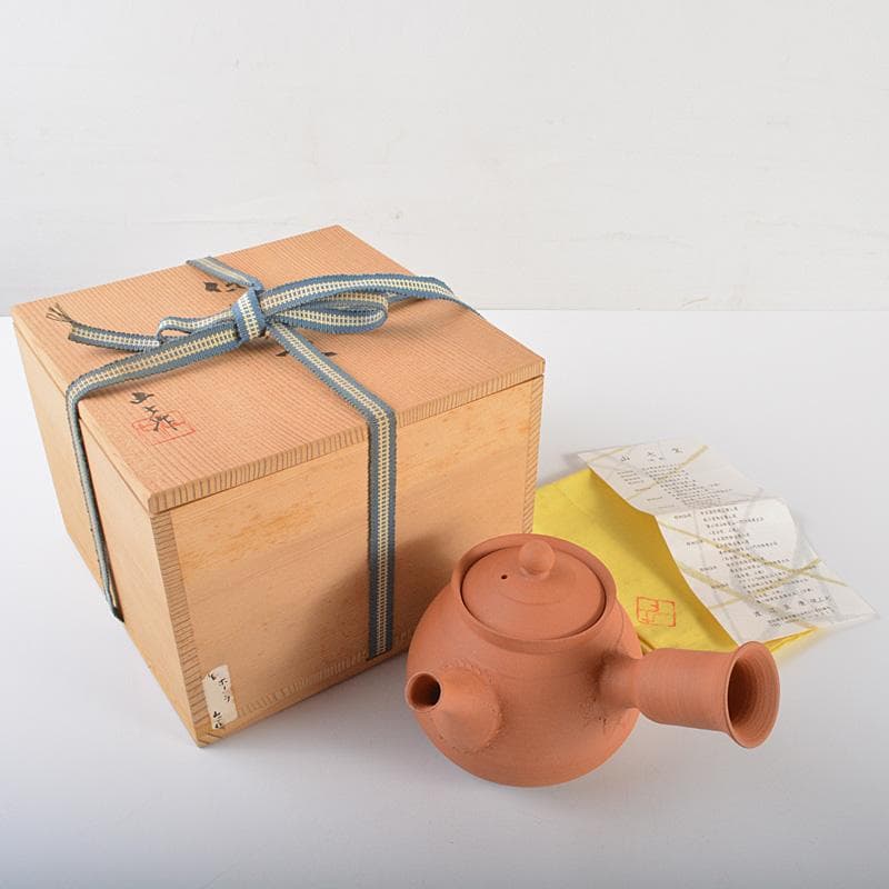 煎茶道具　常滑焼　山七窯　渡辺山七作　保宇夫良　横手急須　共箱　V　R6597