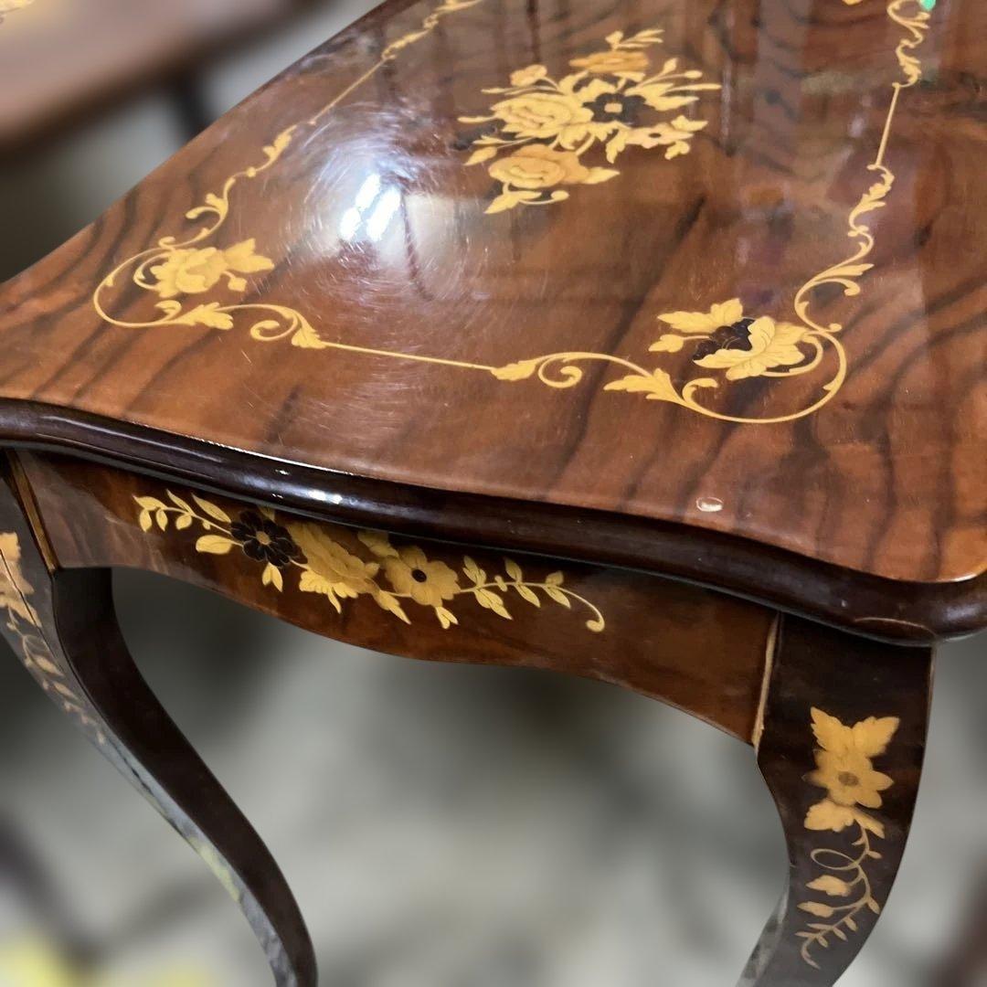 【英アンティーク調】◇ネストテーブル◆象嵌◇猫足◆ヨーロピアン