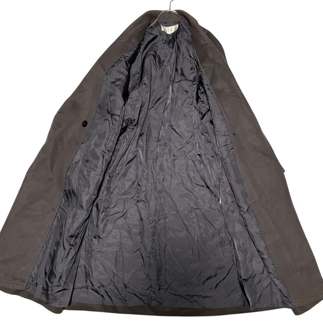 カシミヤ100%【vintage】マキシ丈ダブルチェスターコート チャコール L