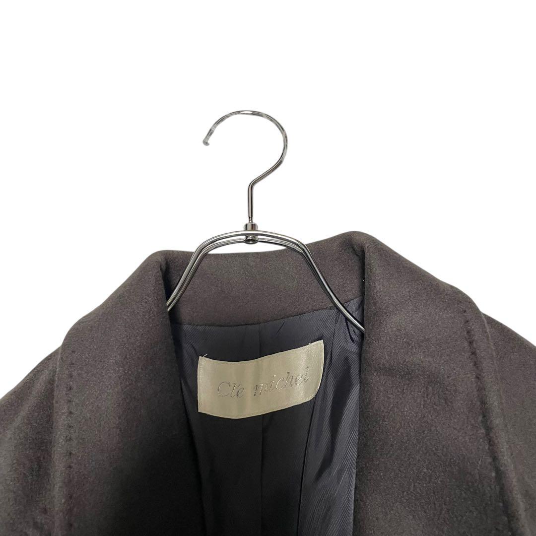カシミヤ100%【vintage】マキシ丈ダブルチェスターコート チャコール L
