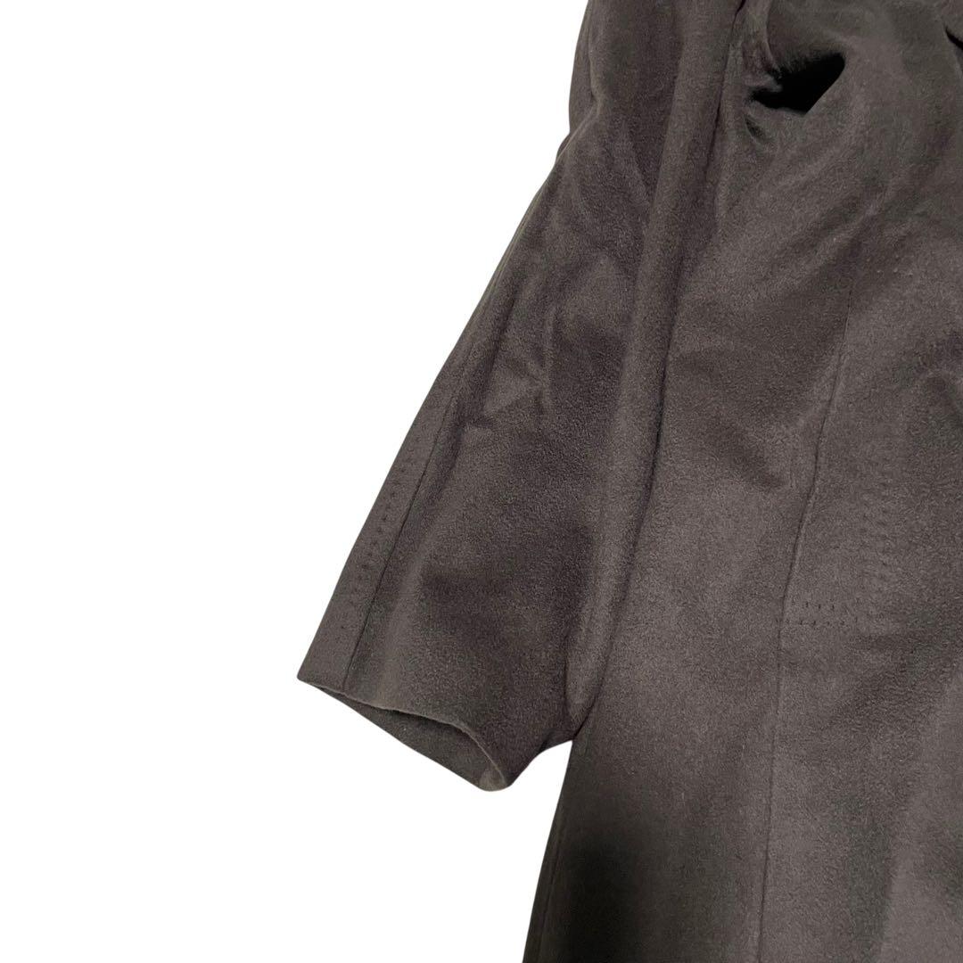 カシミヤ100%【vintage】マキシ丈ダブルチェスターコート チャコール L