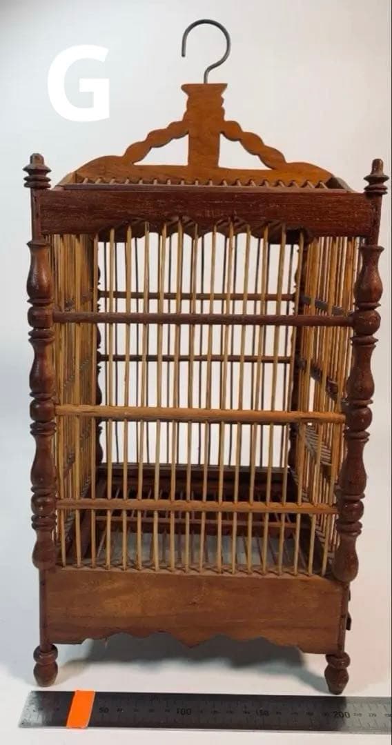 【最終値下げ】　レア　木と竹の鳥かご　アンティーク風バードゲージ