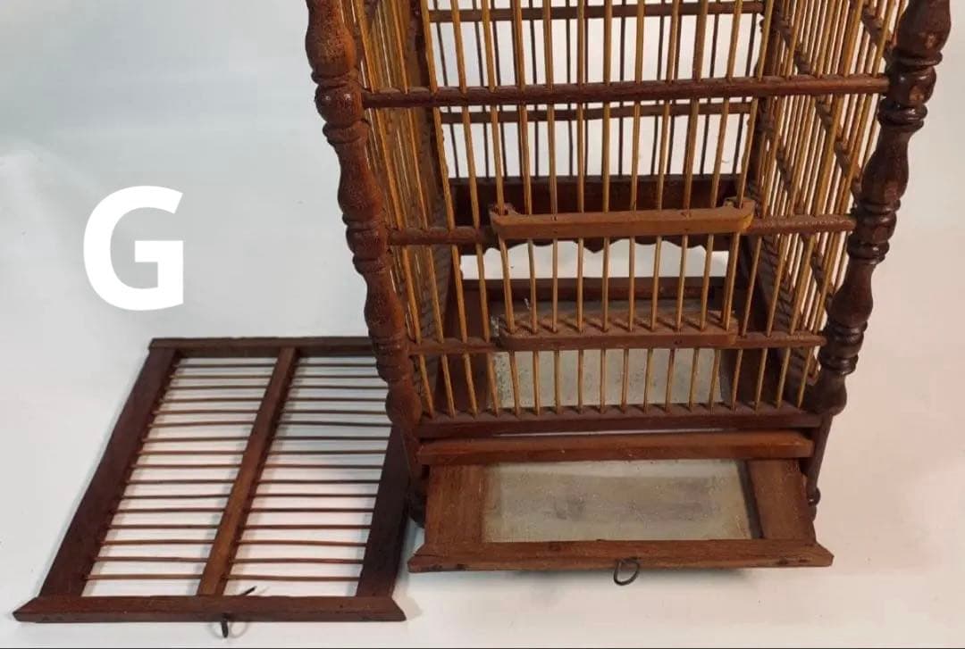 【最終値下げ】　レア　木と竹の鳥かご　アンティーク風バードゲージ