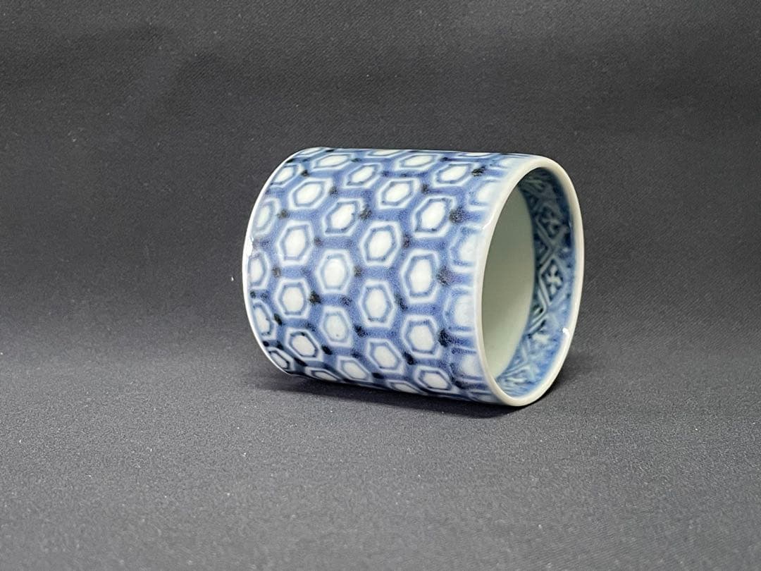 亀甲紋 古伊万里 幾何学文 覗き のぞき 猪口 希少 2