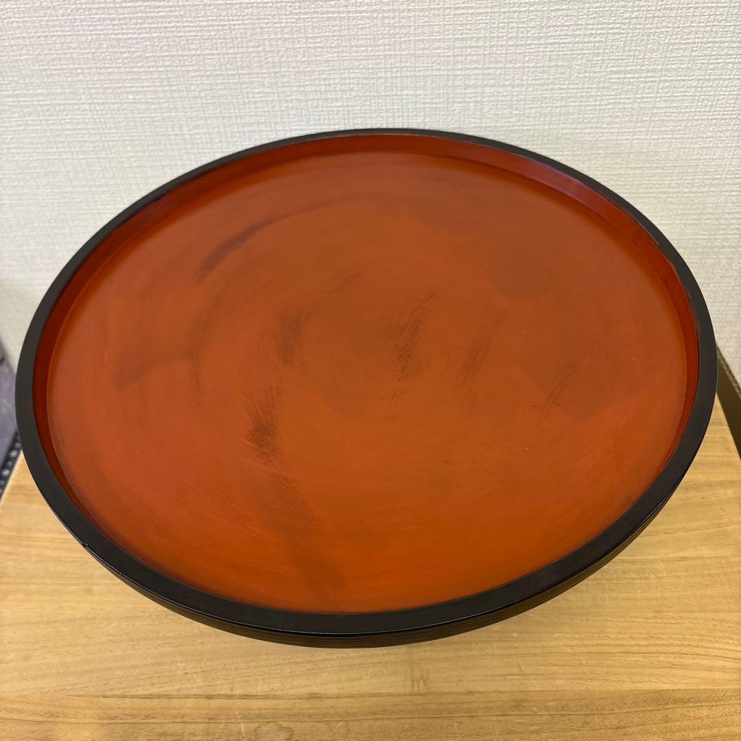 漆工房　大島　天然木　うるし塗　高脚卓盆 ⑤