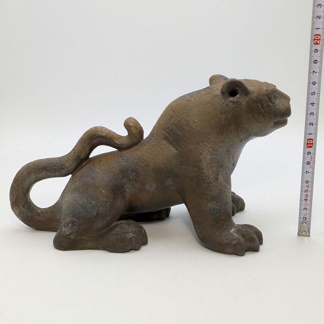 岡山県重要無形文化財 浦上善次 備前焼 寅 共箱共布栞 虎 トラ 干支置物 陶彫