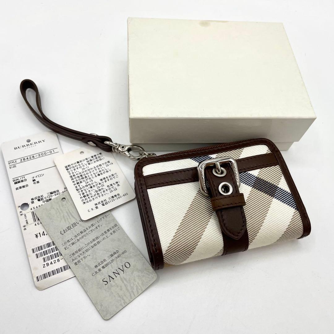 未使用保管　バーバリー　ケース　財布　ラウンドファスナー　ノバチェック