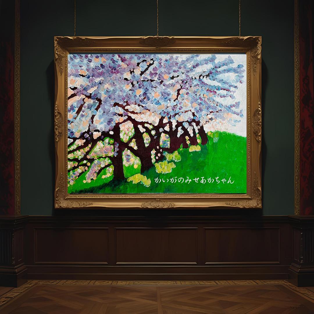 32×41㎝「朝の桜２」油彩・原画・F6