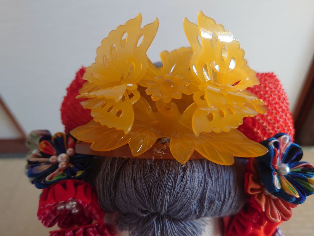 [即購入可能] 創作人形 ぶす姫 ブス人形 縮緬 ちりめん縮緬 台座 座布団付