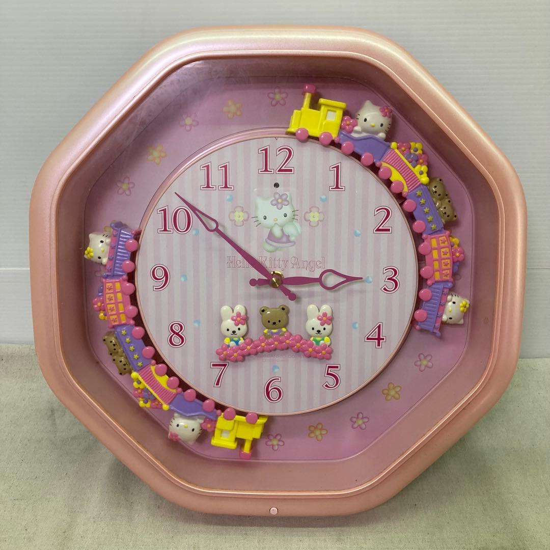 【動作確認済み★2000年製】ハローキティ　メロディ壁掛け時計　可動　サンリオ