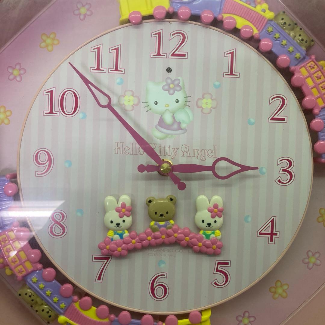 【動作確認済み★2000年製】ハローキティ　メロディ壁掛け時計　可動　サンリオ