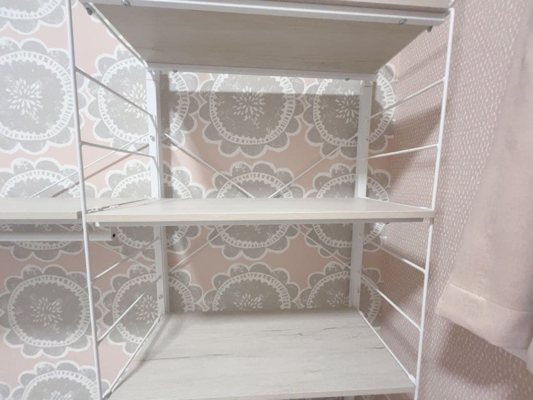 【中古品】ニトリ　突っ張り壁面収納ワードローブNポルダ　白