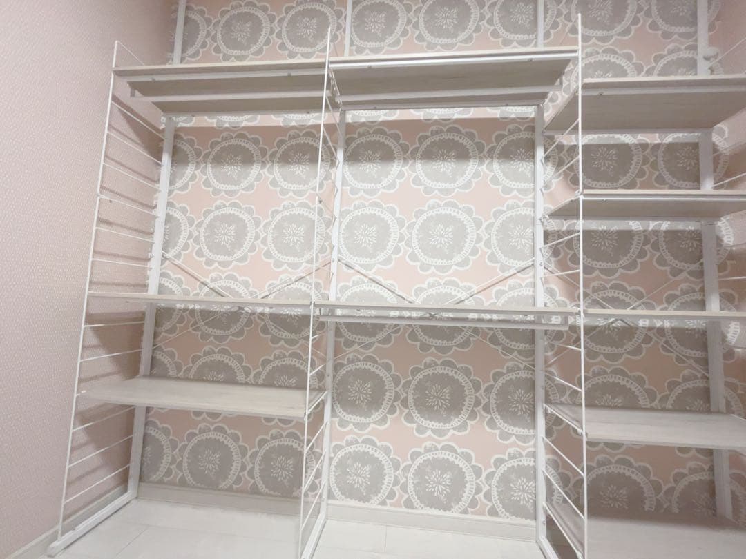 【中古品】ニトリ　突っ張り壁面収納ワードローブNポルダ　白