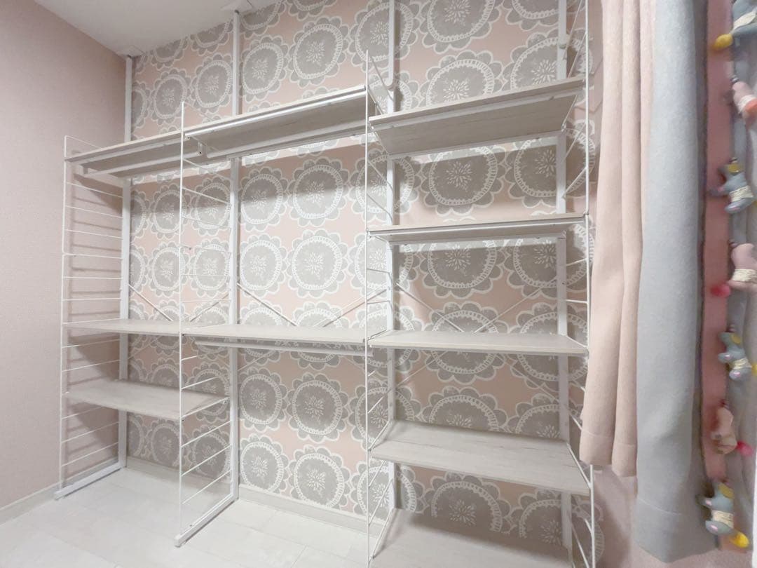 【中古品】ニトリ　突っ張り壁面収納ワードローブNポルダ　白