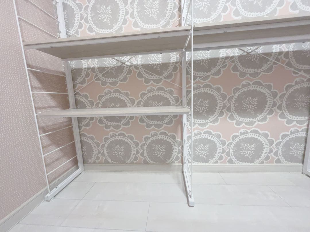 【中古品】ニトリ　突っ張り壁面収納ワードローブNポルダ　白