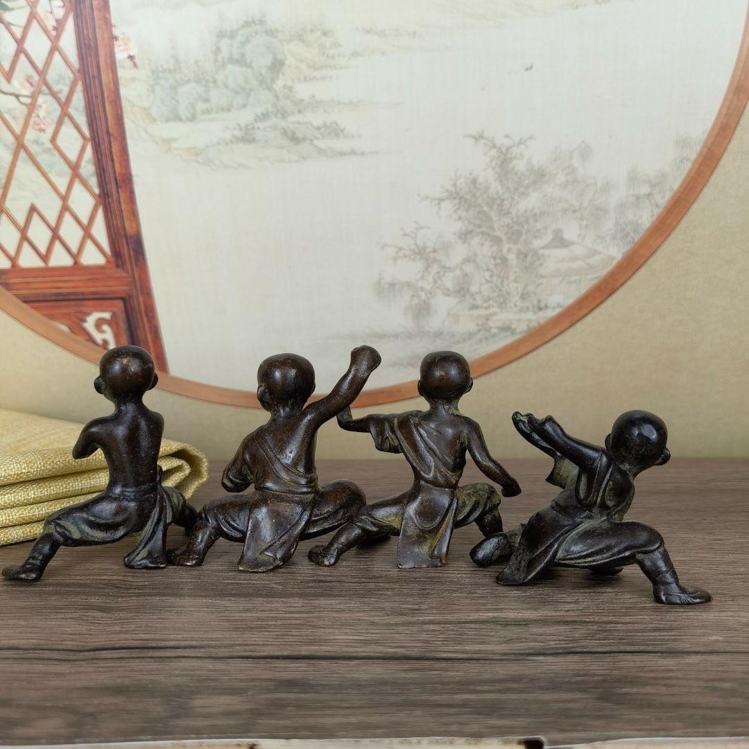 銅製 中国カンフー和尚 応接間 玄関 書架 博古架 茶台 装飾品 工芸品 置物