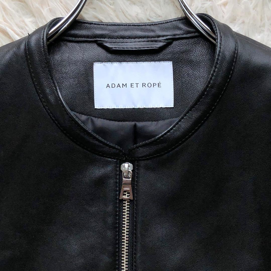 【極美品 羊革 L】アダムエロペ シングルライダースジャケット　黒　Wジップ
