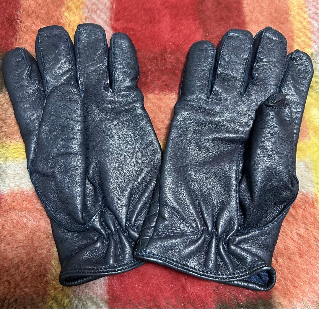 BOTTEGA VENETA 手袋 80 レザー ブラック メンズ