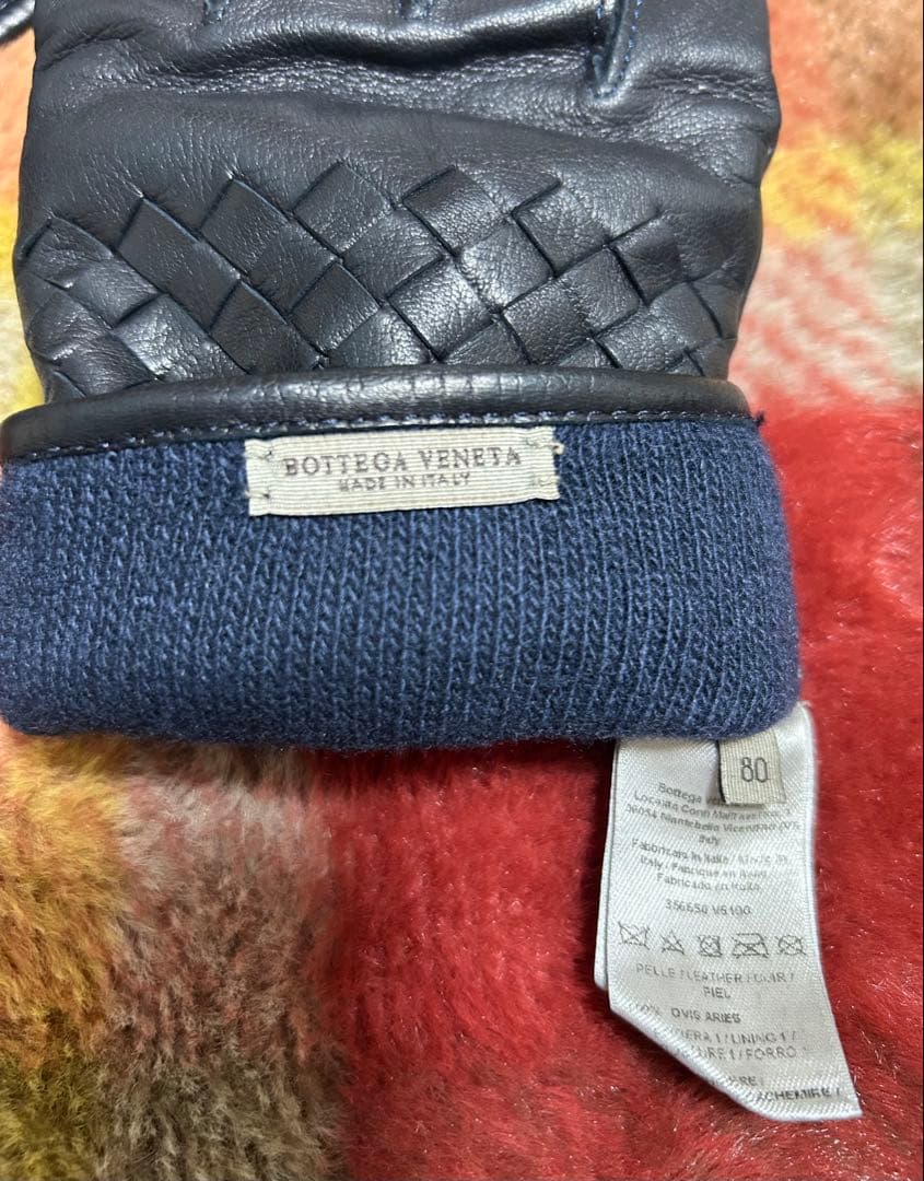 BOTTEGA VENETA 手袋 80 レザー ブラック メンズ
