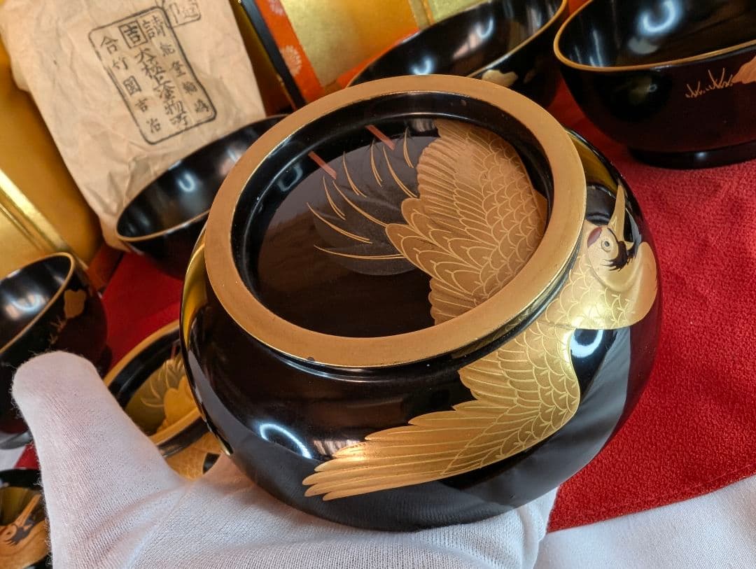 「こちらは専用出品です」明治時代 輪島塗 金蒔絵 椀 4客