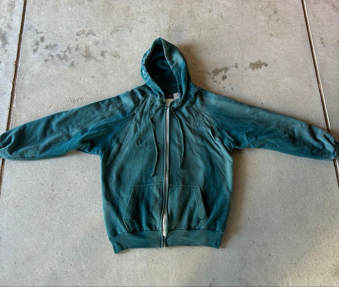 80s サーマル ダブルフェイス ジップパーカー ルーマニア製　フェード