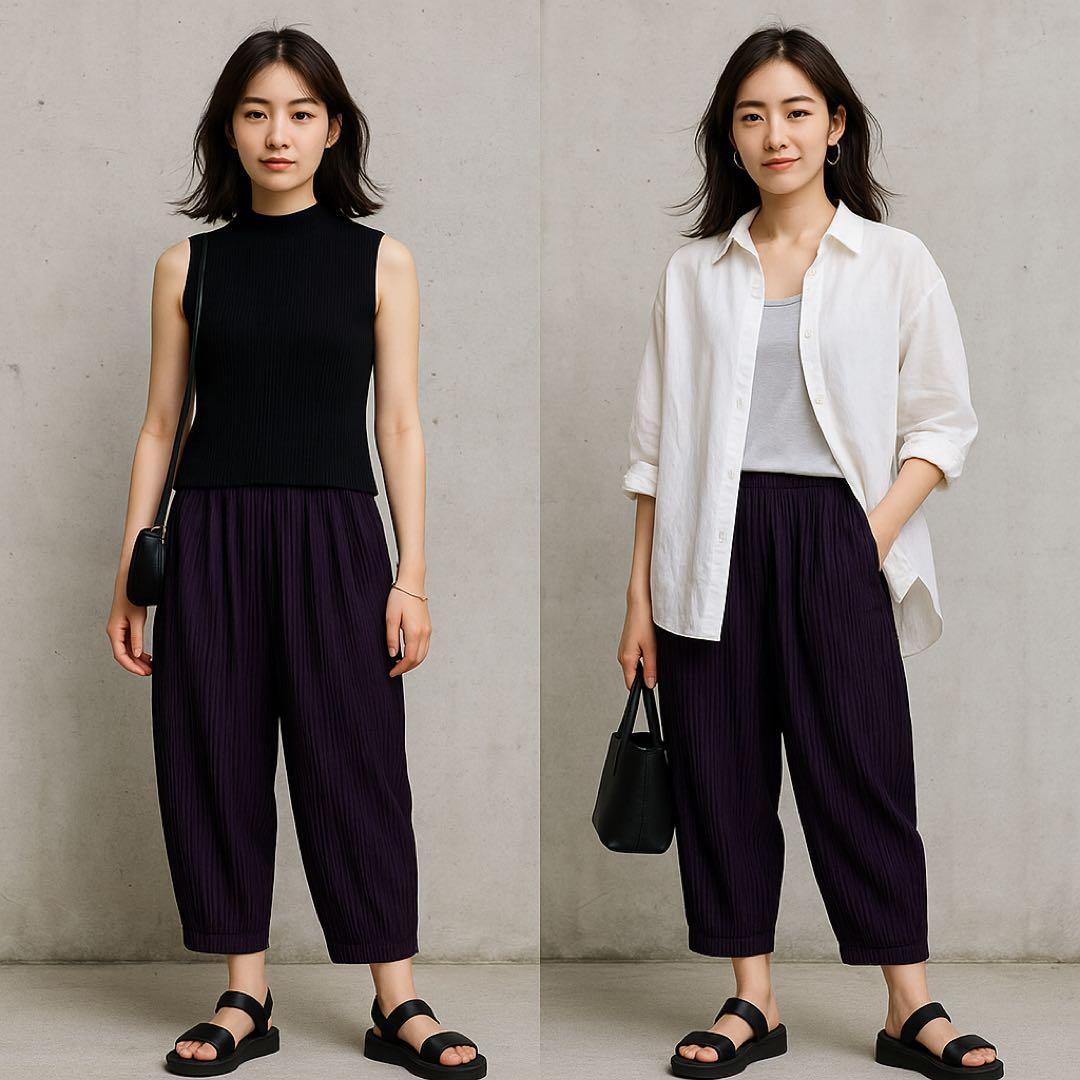 極美品 PLEATS PLEASE サルエルパンツ プリーツ加工 パープル 3