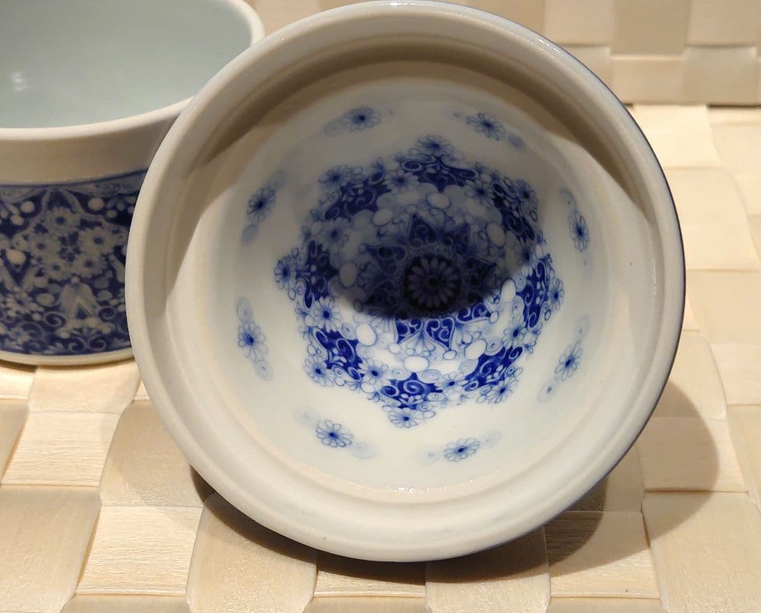 橋本よしこ　蓋物　染付