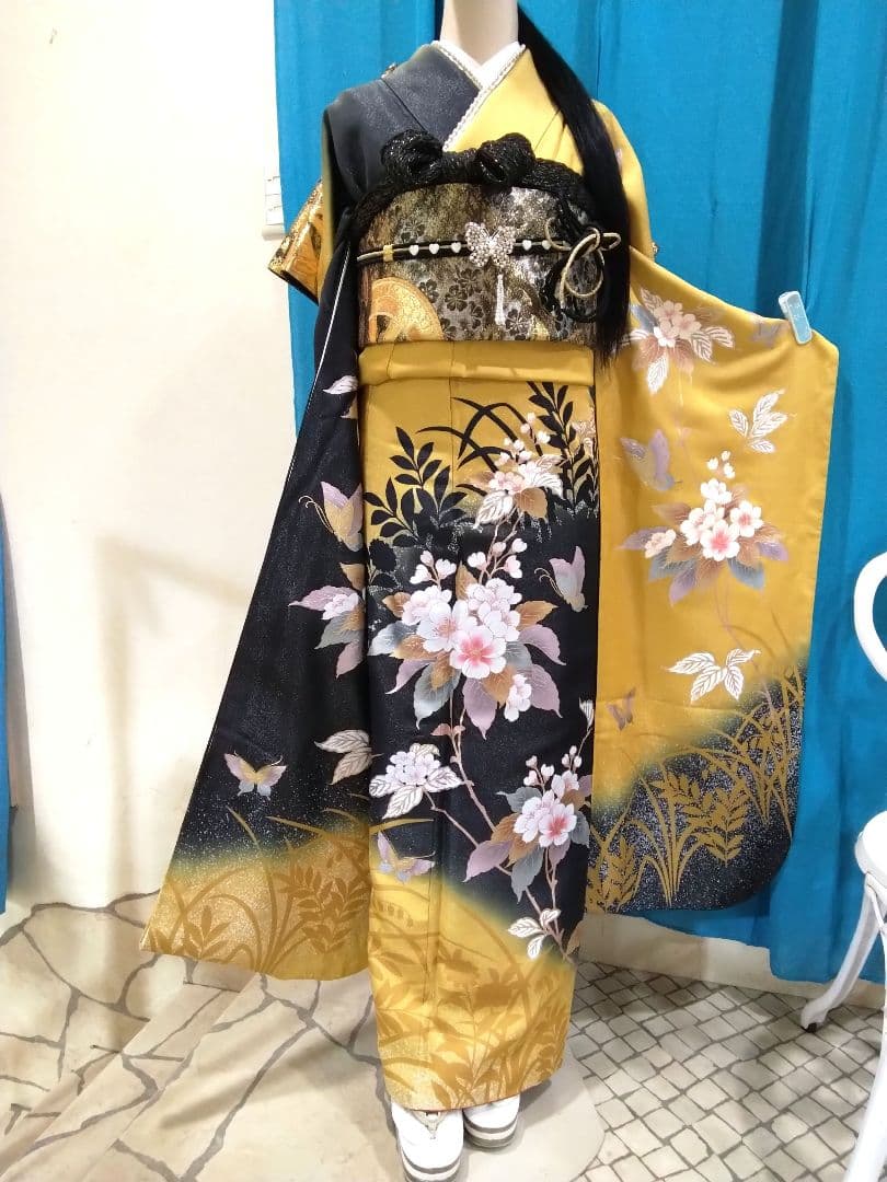 振袖フルセット、正絹振袖成人式、重ね衿、帯揚げ帯締め、西陣袋帯、襦袢