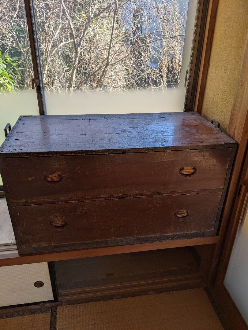アンティーク/木製引き出し 2段 ダークブラウン/昭和レトロ/即購入歓迎/タンス