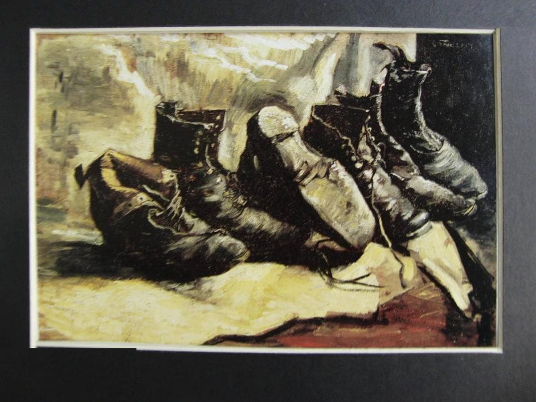 ヴァン・ゴッホ【三足の靴】、希少な画集画、新品高級額・額装付