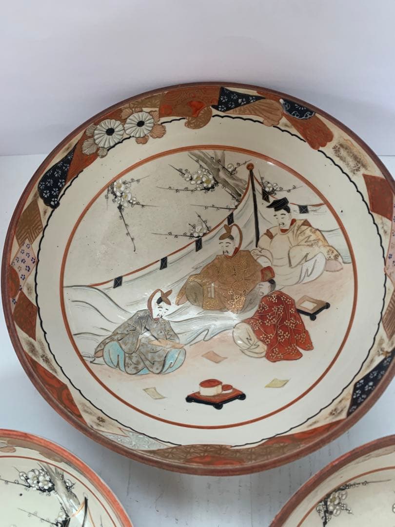 明治赤絵九谷三ッ鉢 送料込み