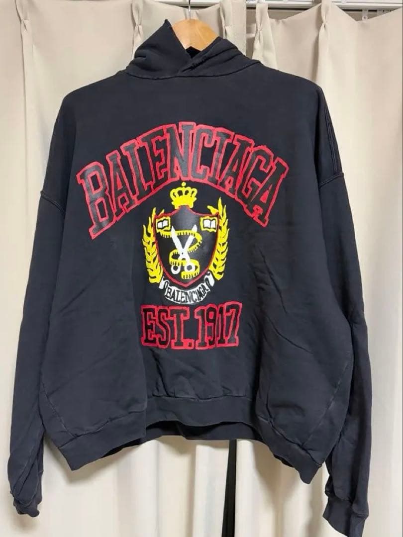 確実正規品 BALENCIAGA 23AW カレッジロゴパーカー XL