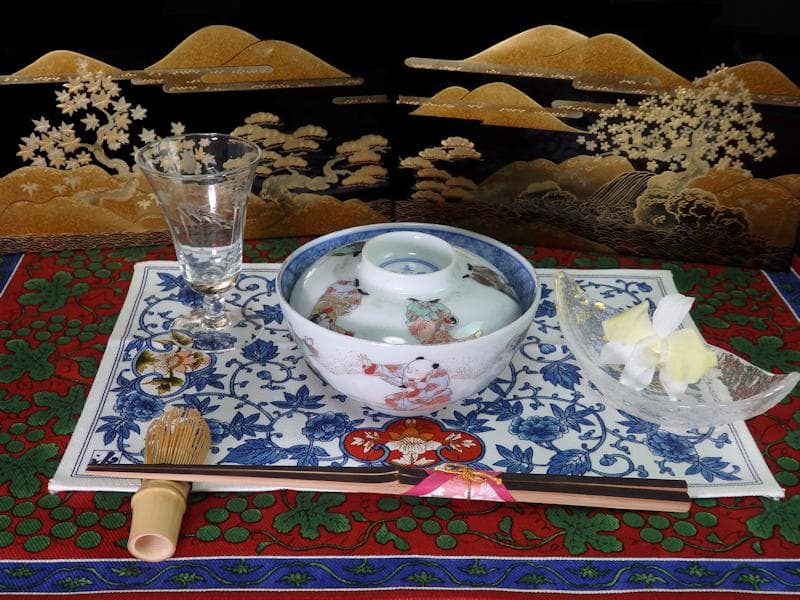 古伊万里　金襴手　唐子　童戯の図　蓋茶碗　E875ASA-CPg