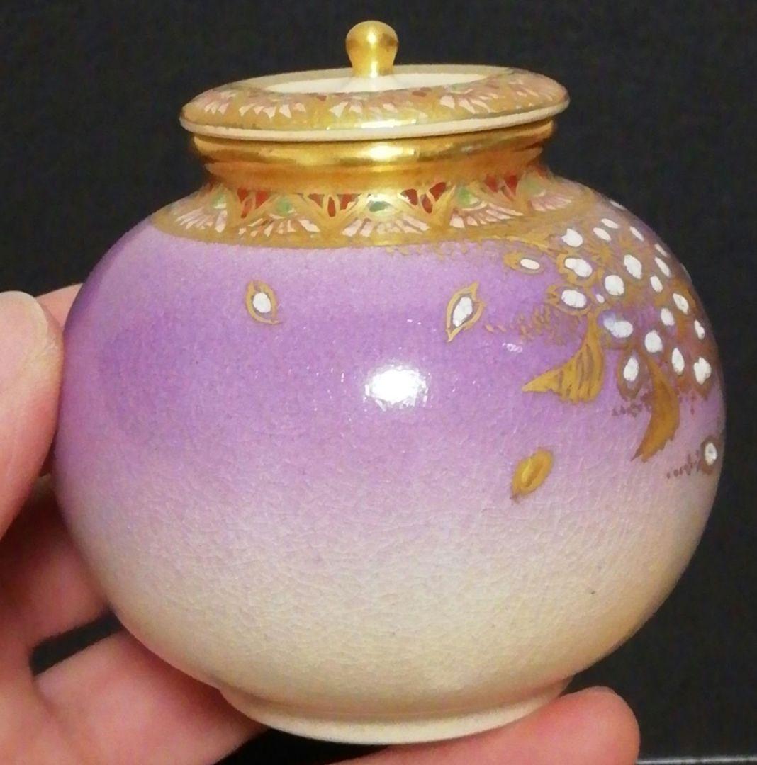 USER　新妻守作　江月窯　薩摩焼　花図　茶入　共箱　略歴付　茶道具