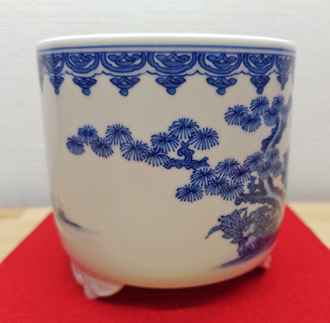 送料込【逢絢亭・新品】茶道具 火入 平戸焼 白磁 染付 唐子絵 横石嘉助 共箱