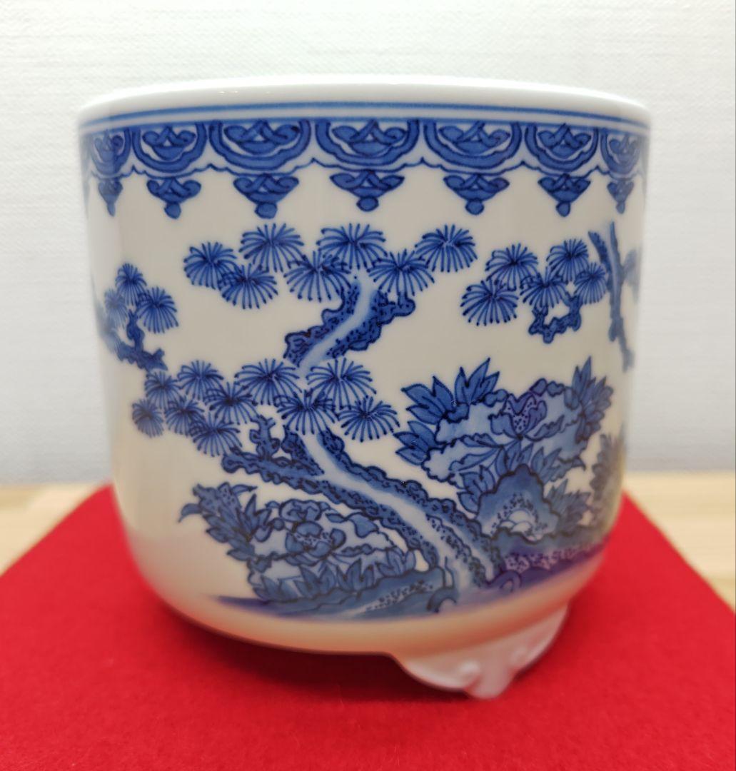送料込【逢絢亭・新品】茶道具 火入 平戸焼 白磁 染付 唐子絵 横石嘉助 共箱