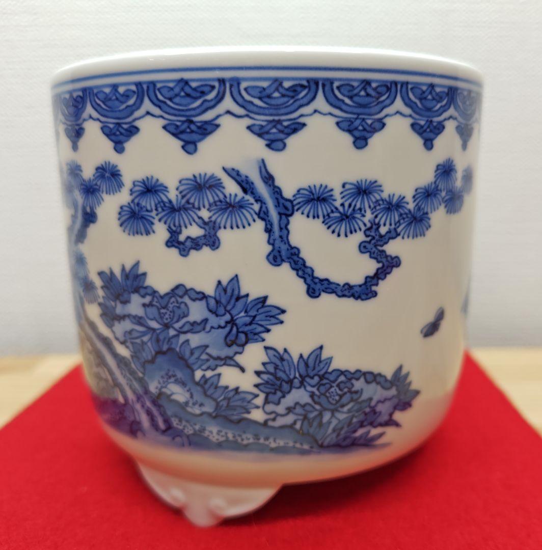 送料込【逢絢亭・新品】茶道具 火入 平戸焼 白磁 染付 唐子絵 横石嘉助 共箱