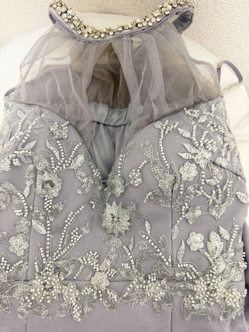 JEWELS シアーアメスリ刺繍ビジューロングドレス Sサイズ キャバドレス