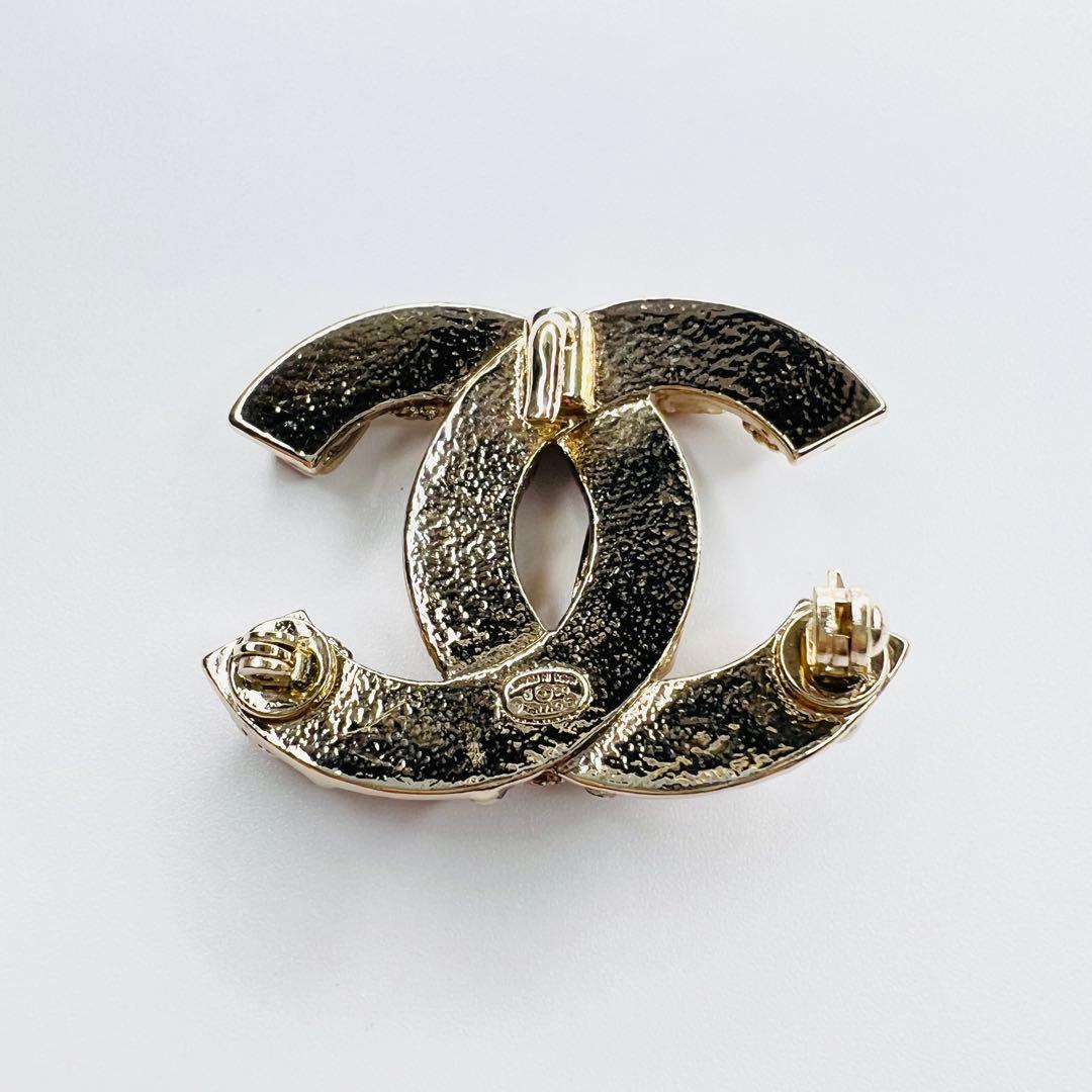 CHANEL ココマーク ビジュー ゴールド ブローチ コサージュ.