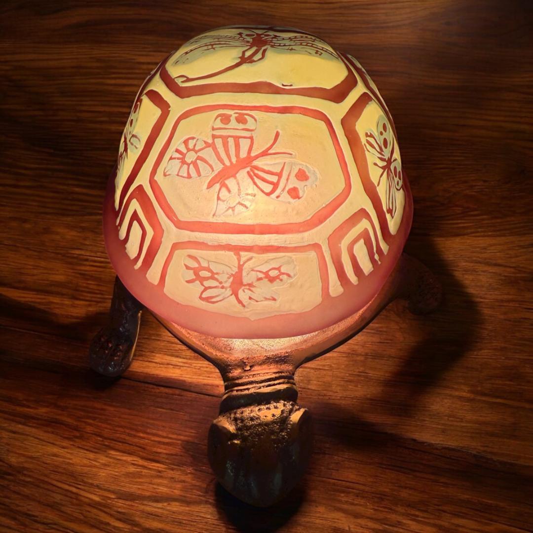 EmileGalle　高さ11㎝【証明書付属】ガレ復刻 亀モチーフ 小型ランプ