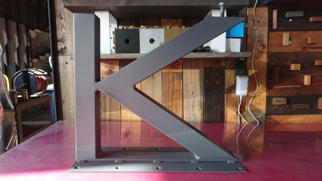 マットグレーでアイアンな極太鉄脚♪ 50×350×450mm K型 2脚ver.