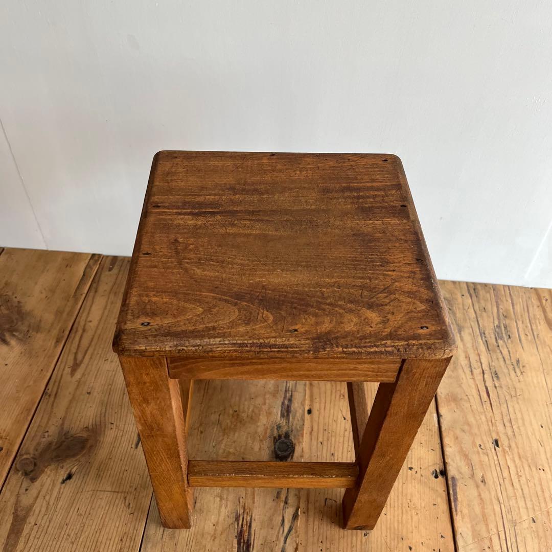 アンティーク 角 スツール 椅子 植物台 無垢材 昭和レトロ z774