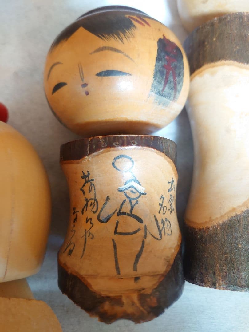 こけし達と白い人 陶器 置物 昭和レトロ