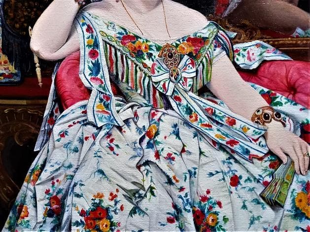 伊藤和生　アングル作「座るモワテシエ夫人の肖像」油彩画にて模写 Ｆ10号 額装