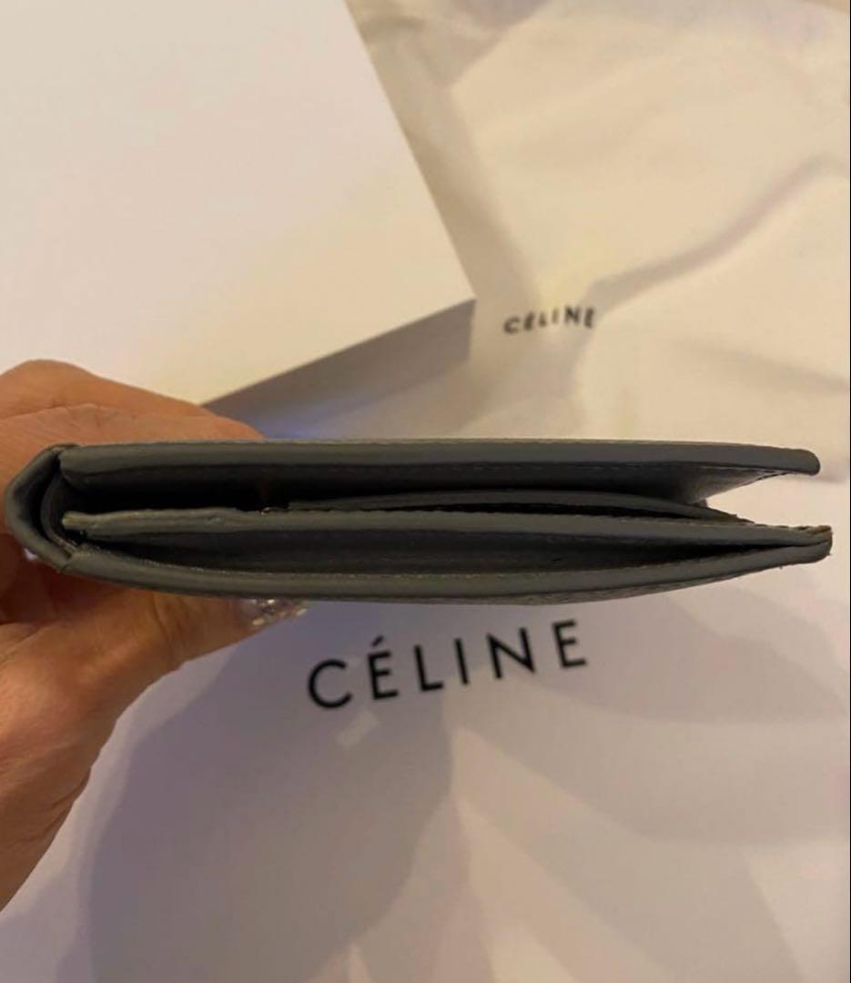 セリーヌグレー レザー 二つ折り財布