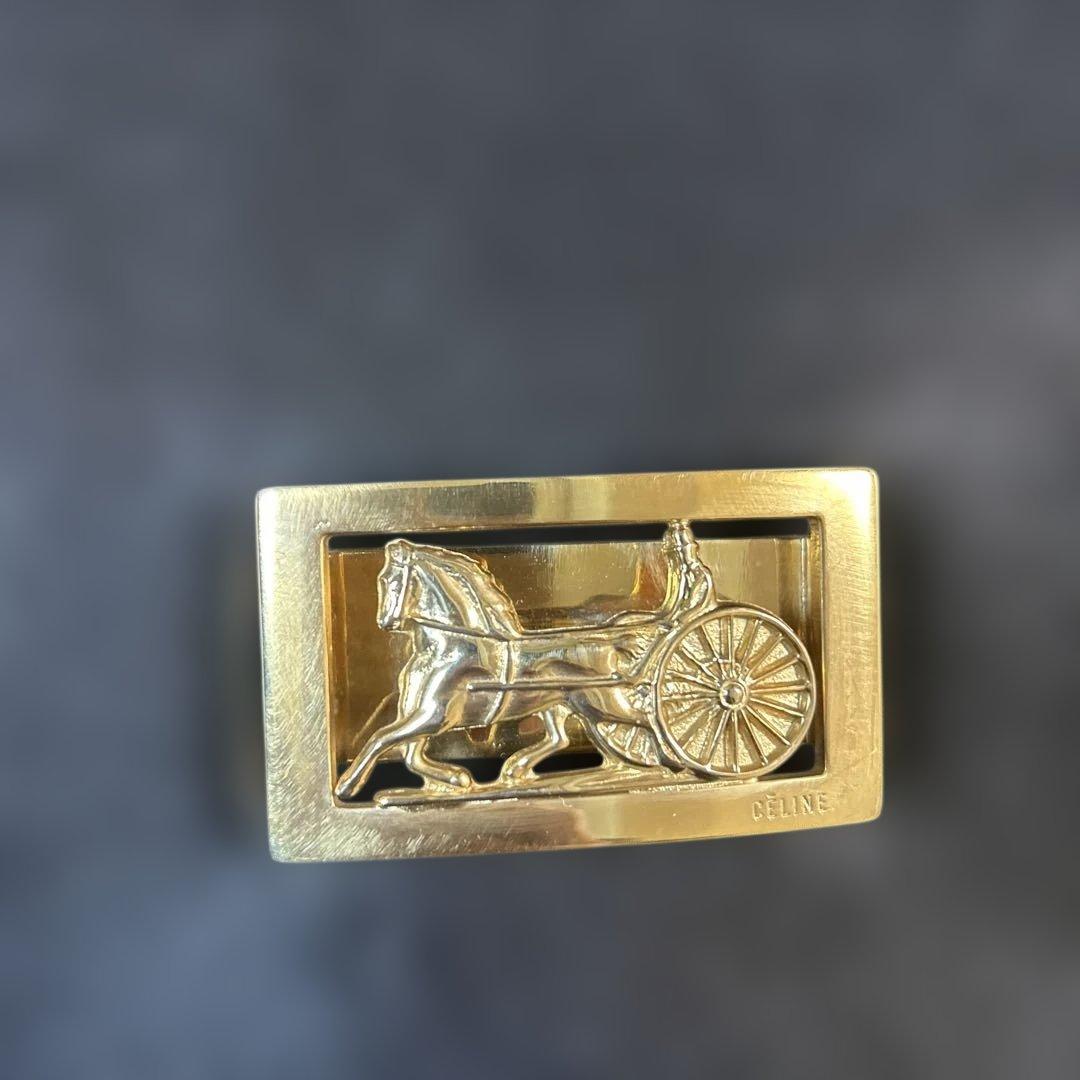 セリーヌ 馬車金具 ショルダーバッグ カーフレザー ブラック 黒色