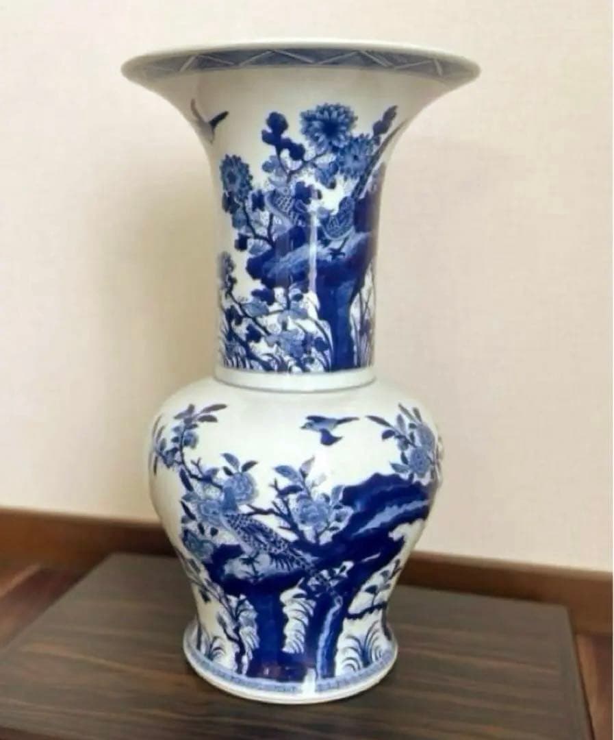 景徳鎮御窯 北京故宮博物院監製 限定複製品 青花牡丹紋瓶　認定書付